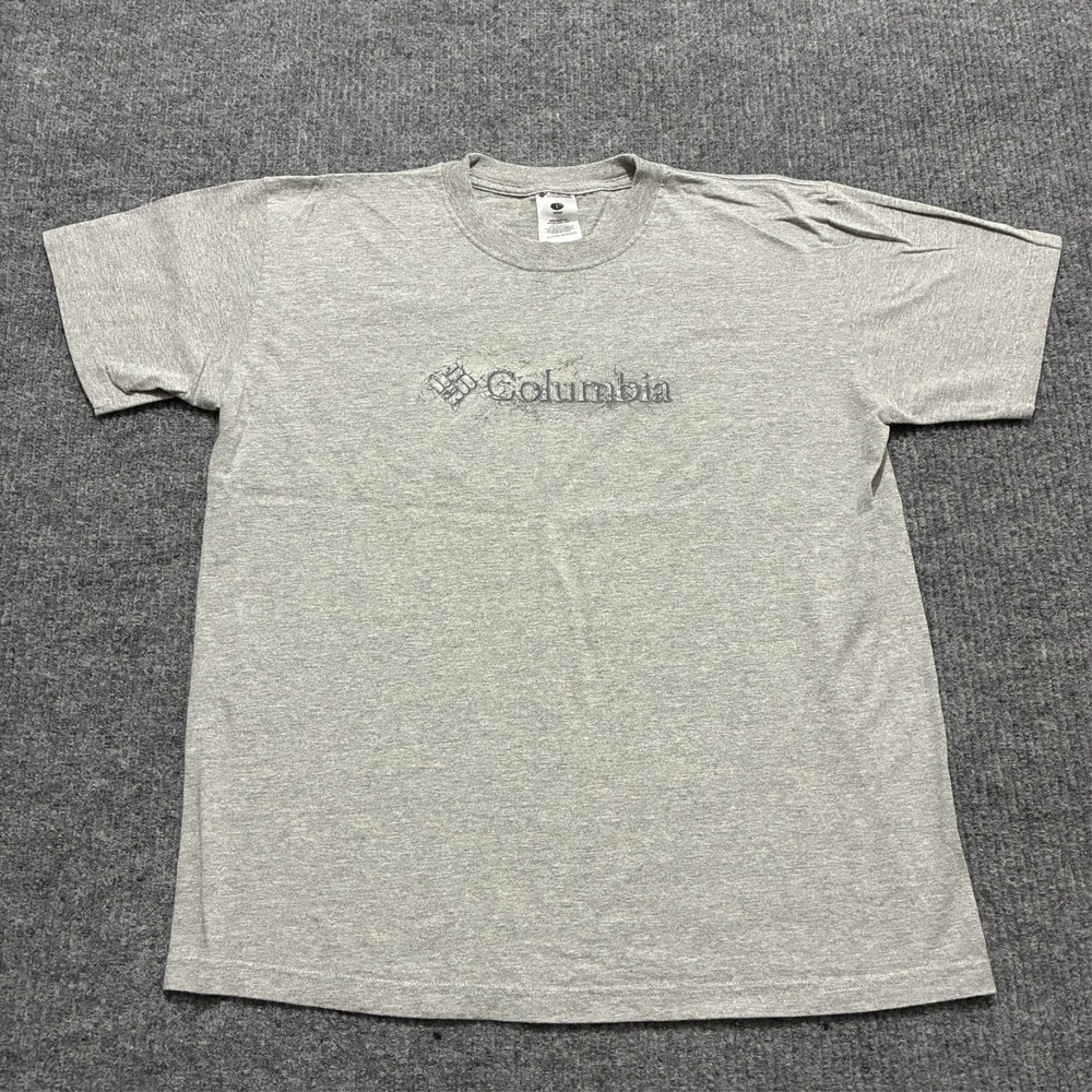 Columbia Mens T-Shirt Size Large‎ Gray Logo Cotton Stretch Short Sleeve Casual